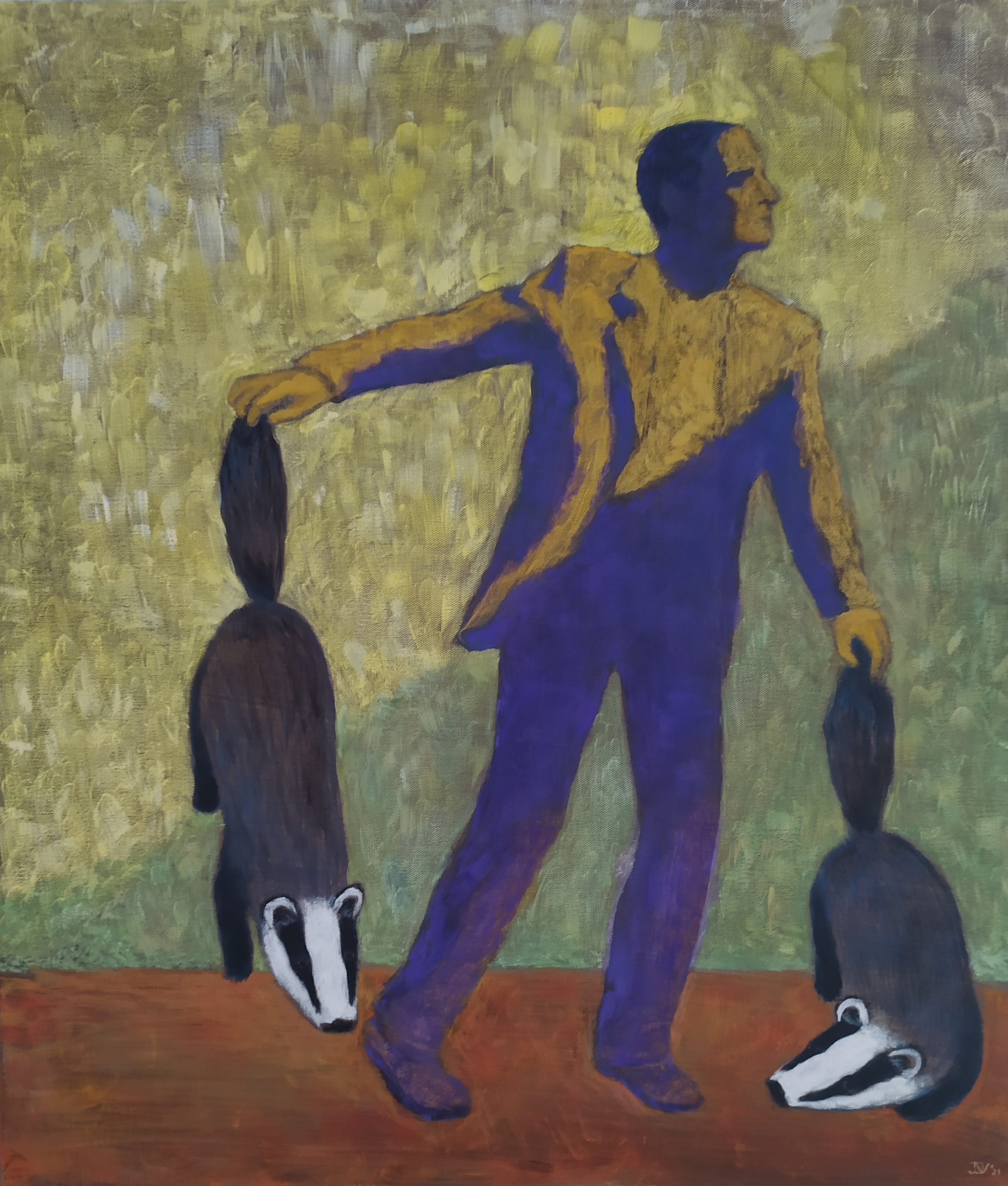Borzokat_tarto_ferfi_2021 gouache vaszon 80x60cm